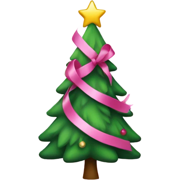 christmas tree with pink bow on top emoji
