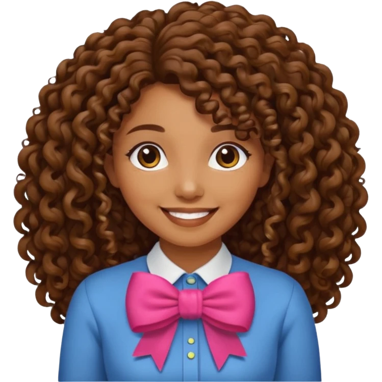 👩‍🦱🎀 brown skin,curly long heir  emoji