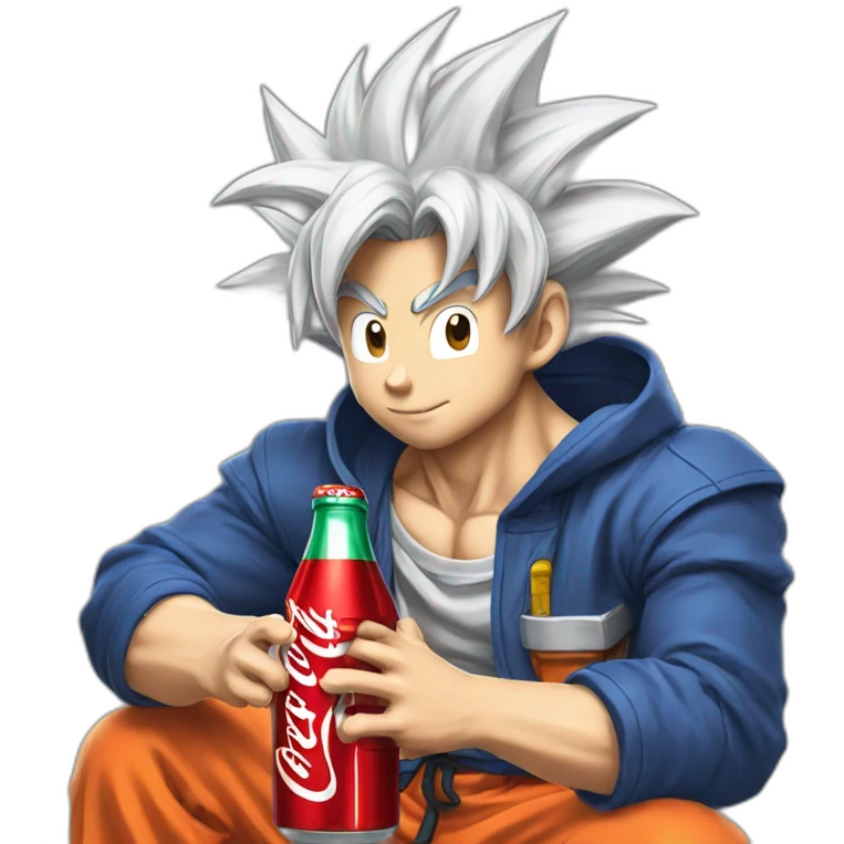 Goku drinking coca-cola emoji