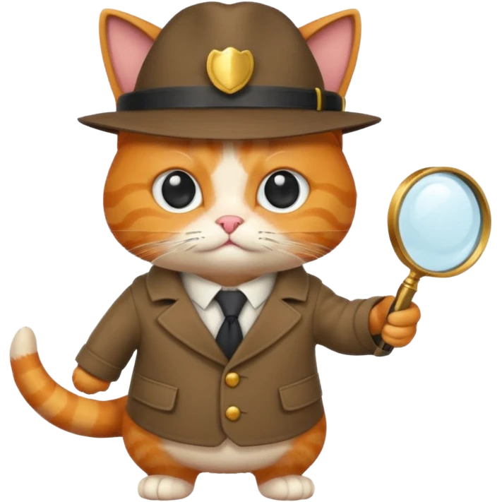 A ginger cat in a detective attire emoji