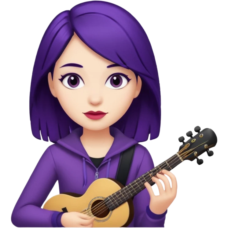 A girl with dark purple hair and musician  emoji