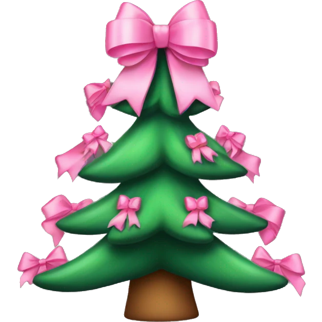 Christmas tree with 7 pink bows emoji