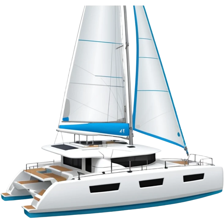 A lagoon 42 catamaran with no wording or letters on the boat. In a solid white background. The whole boat is in frame emoji