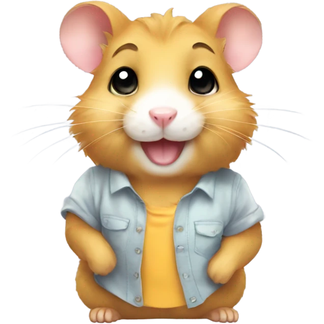 A cute golden hamster with a shirt and a smile  emoji