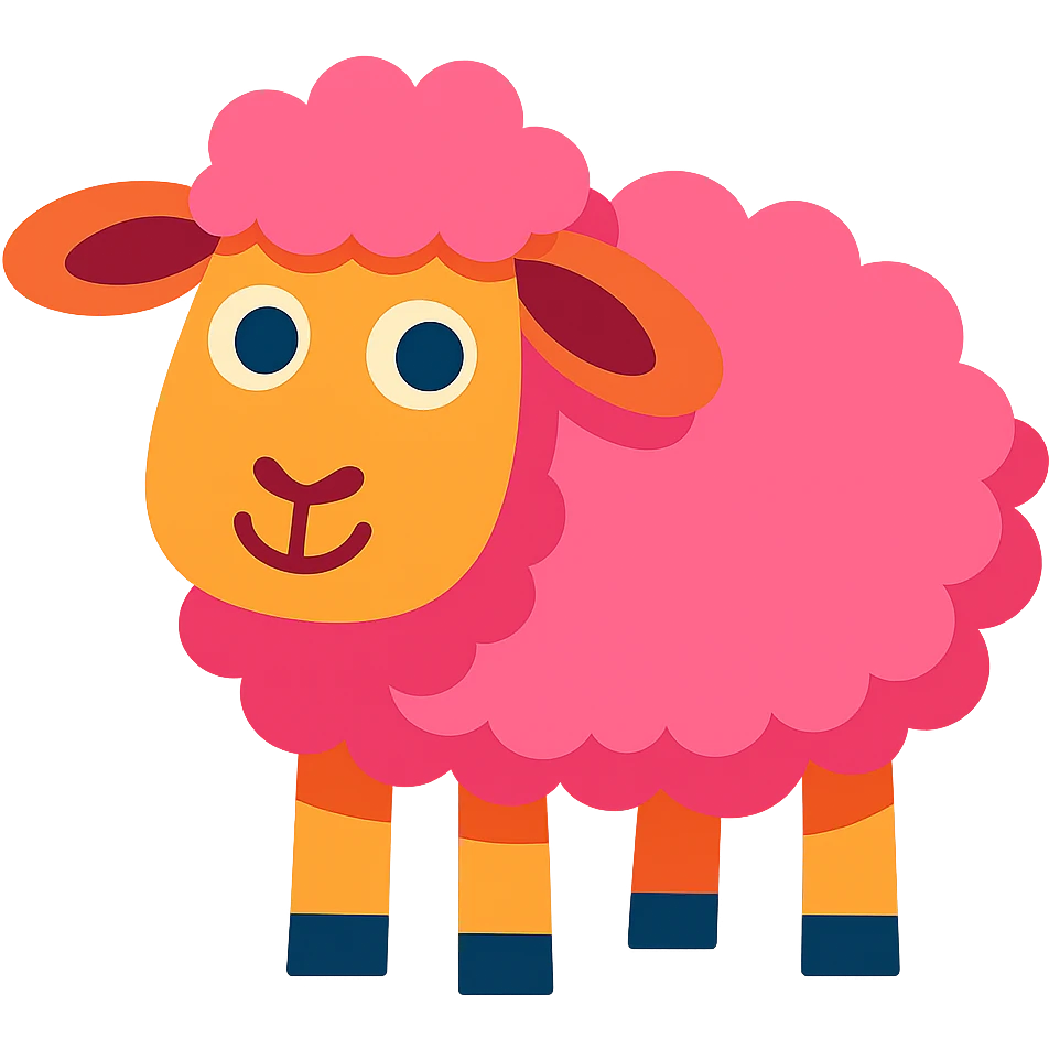 a cute sheep, vibrant toon style emoji