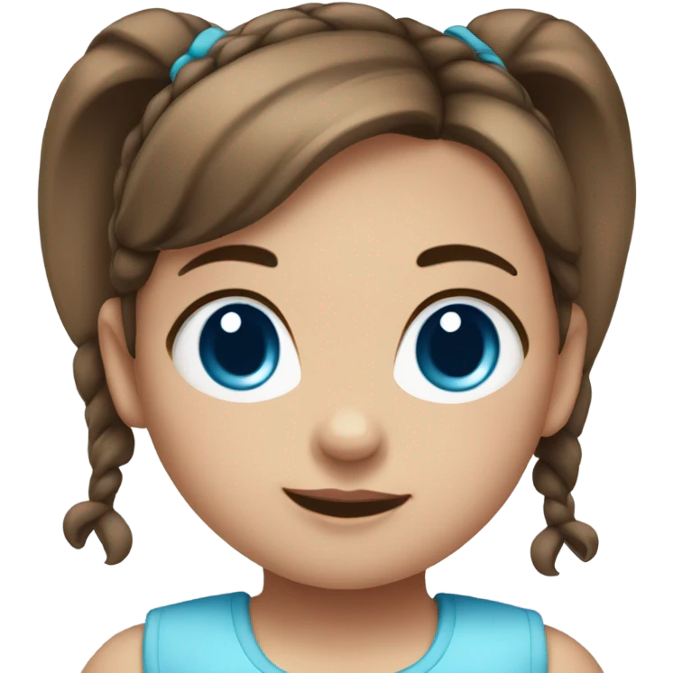 BROWN HAIR BLUE EYE BABY GIRL WITH PONYTAILS emoji