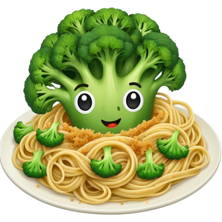 Broccoli and bread crumbs over spaghetti  emoji