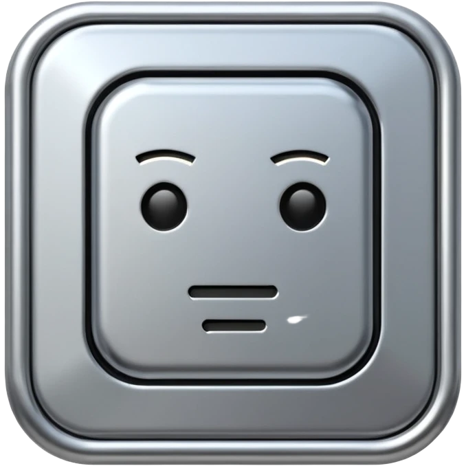A futuristic microchip emoji made of polished silver chrome, minimal circuit details, smooth metallic surface, soft lighting, iOS emoji style, centered, clean white background emoji