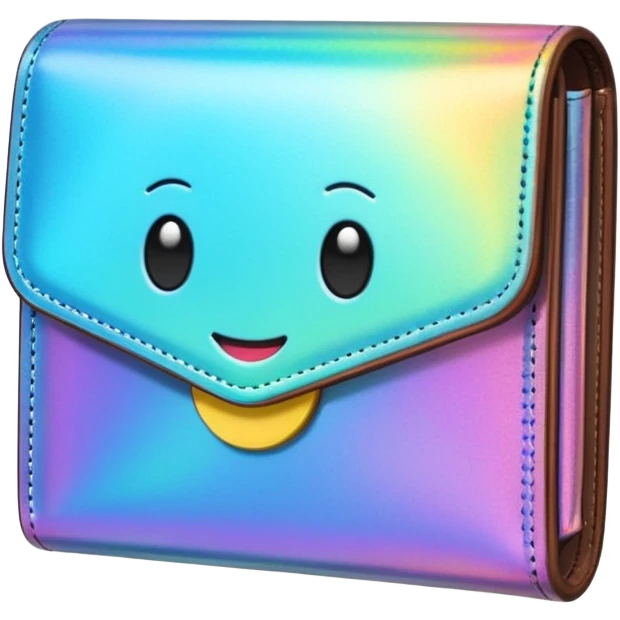 wallet with holographic texture, shiny, emoji style emoji