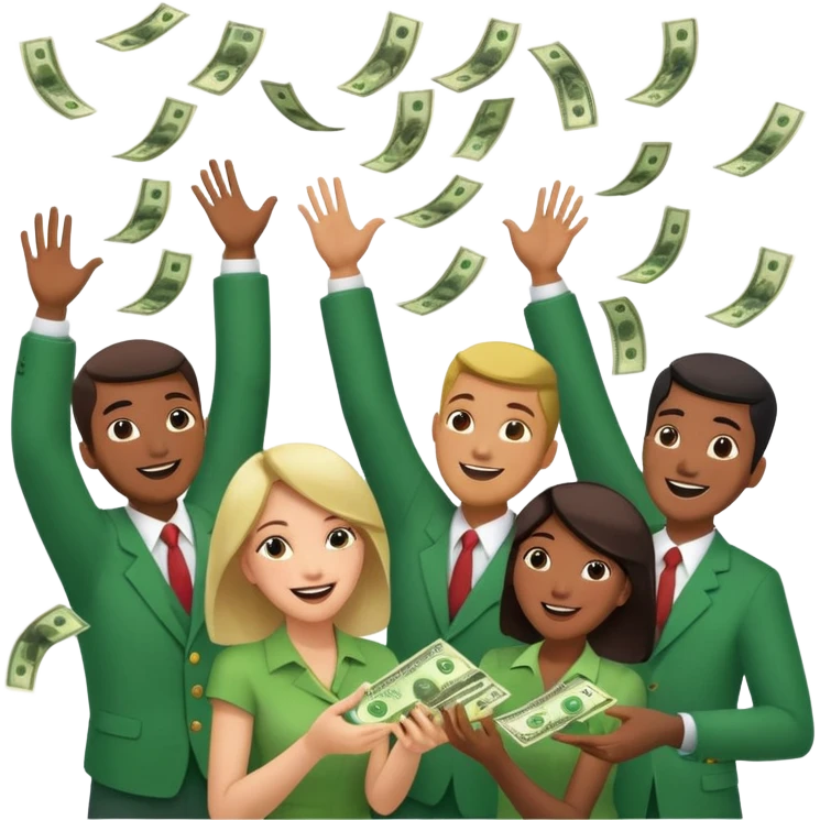 money falling onto a group of people emoji