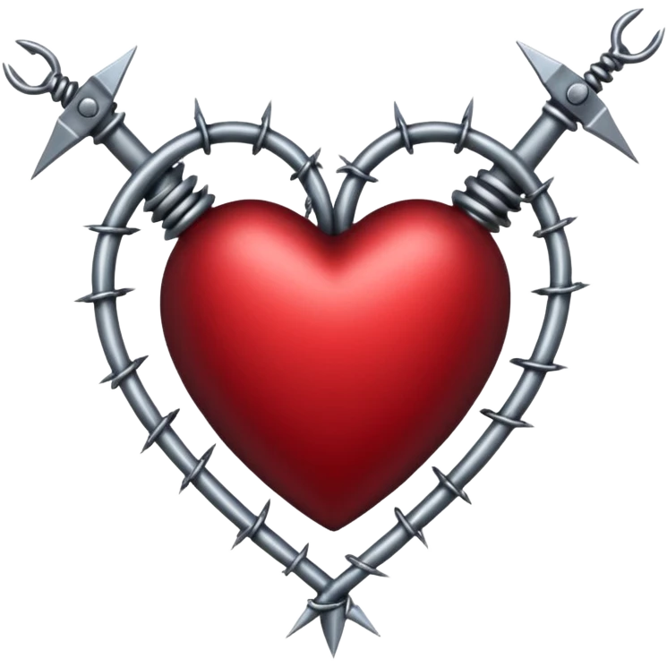 gothic heart with barbed wire and deep red accents emoji