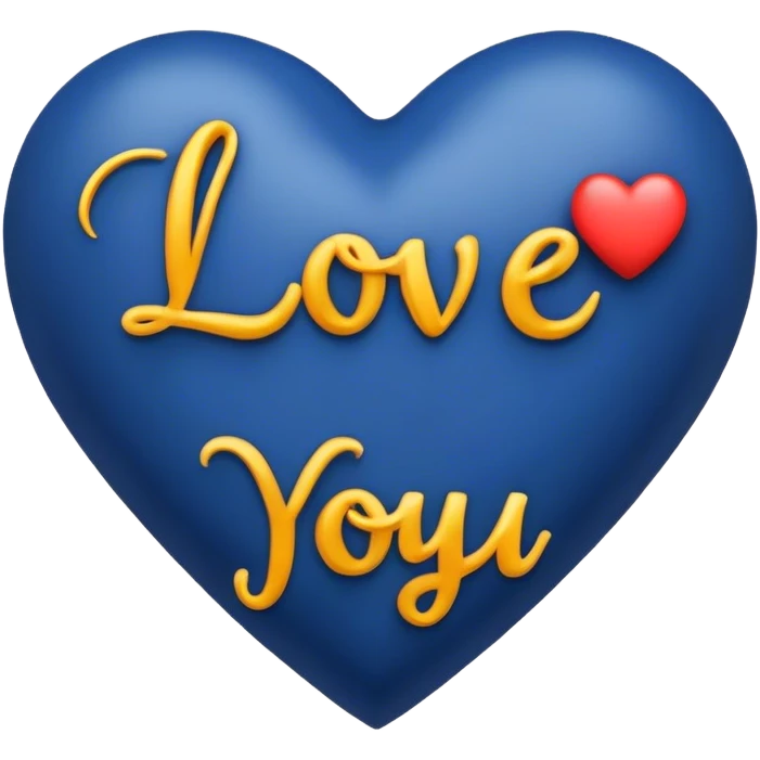 Dark Blue heart with the words Love You Ry in the middle  emoji