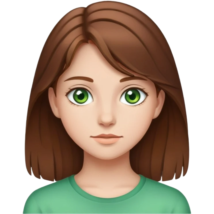 17 year old girl with brown hair and green eyes emoji