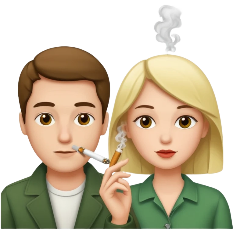 Two romantic peoples  smoking a joints emoji