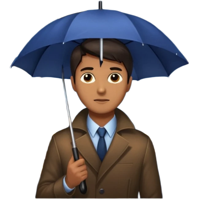Man with umbrella , streetlight reflection, Midnight Wander. emoji