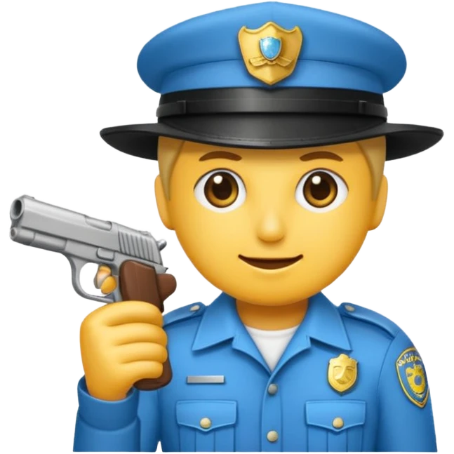 Un emojis con una gorra de lado una pistola y lanbro qué no sea un policía  emoji