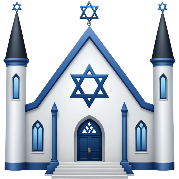 reform jewish synagogue similar to historical religious architecture in europe. the building should be white in color, feature gothic architectural elements and star of david as main symbol. no crosses, christian symbols, the color blue and any visual associations with israel. ios style. emoji