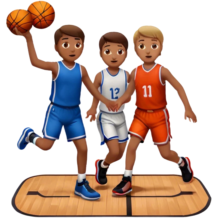 two kids playing basketball at home emoji