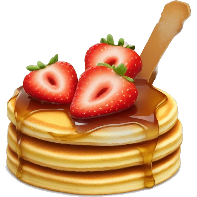 Pancake stick with syrup and strawberries emoji