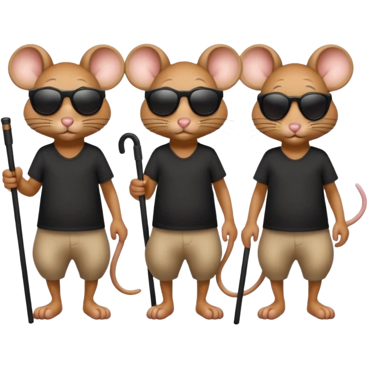3 mice facing the side w black sunglasses walking with canes emoji