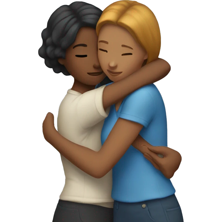 two women hugging one shorter emoji