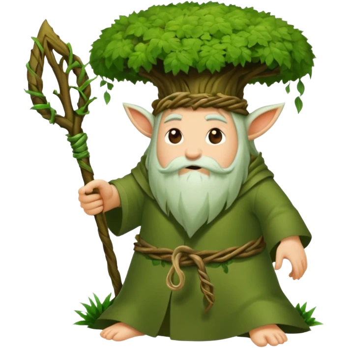 moss druid character slicing air with vine “no” sign emoji