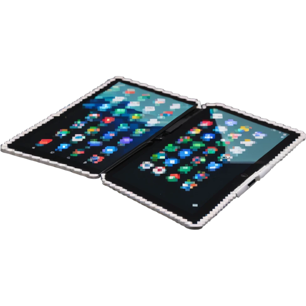 Foldable tablet computer that bends in the middle emoji
