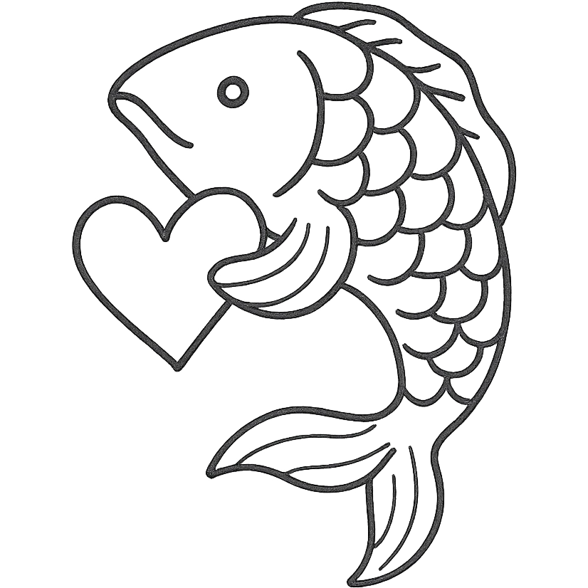 koi fish holding a heart emoji