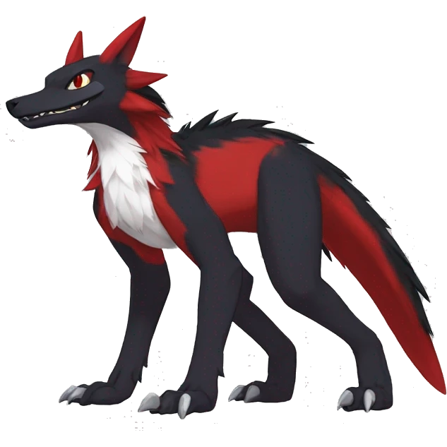 Anthro Cute cool black red nargacuga sergal animal hybrid Fakemon full body emoji