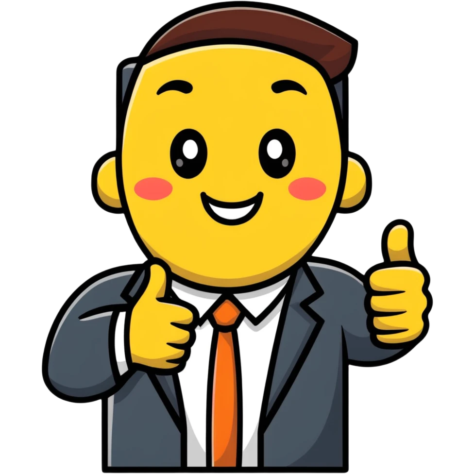 cheerful office worker with thumbs up, big smile emoji