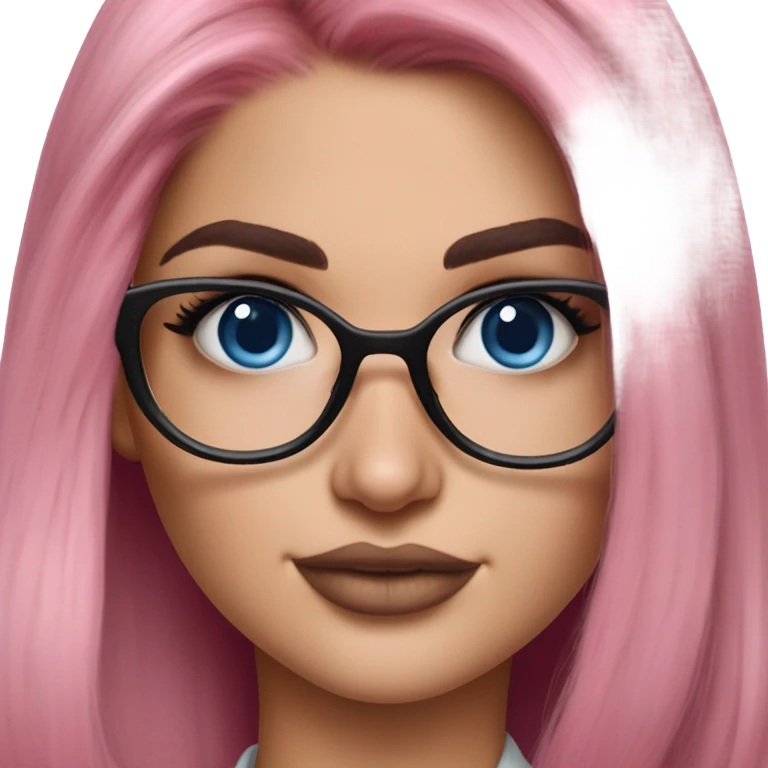 Hyper Realistic kylie jenner pink hair blue eyes and glasses  emoji