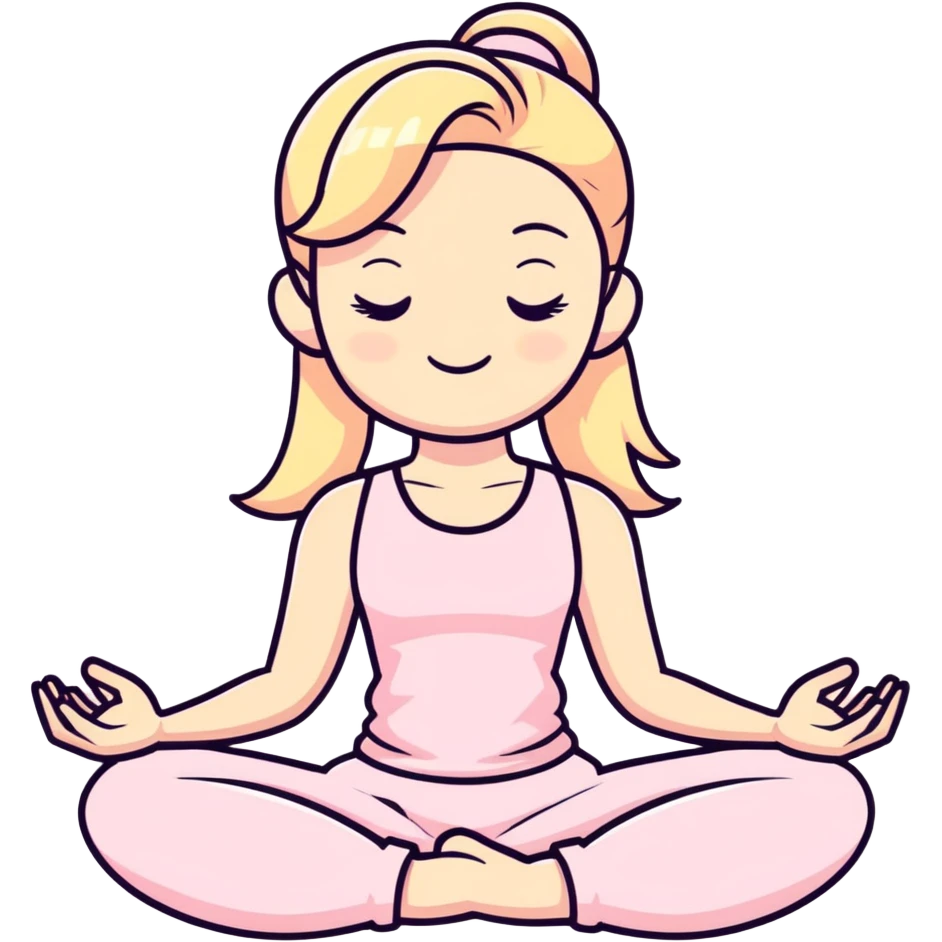 blonde yoga girl light pink clothes n emoji