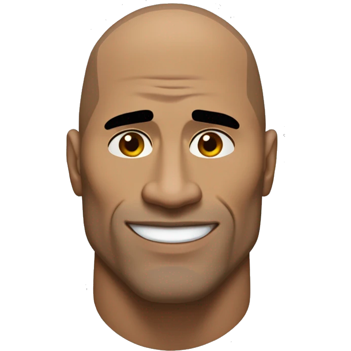 Face Shape: A broad, muscular face resembling Dwayne "The Rock" Johnson.
Eyebrow: One eyebrow raised high with a sharp arch, creating an expressive and slightly skeptical look.
Skin Tone: A light to medium brown skin tone to match The Rock’s complexion. emoji