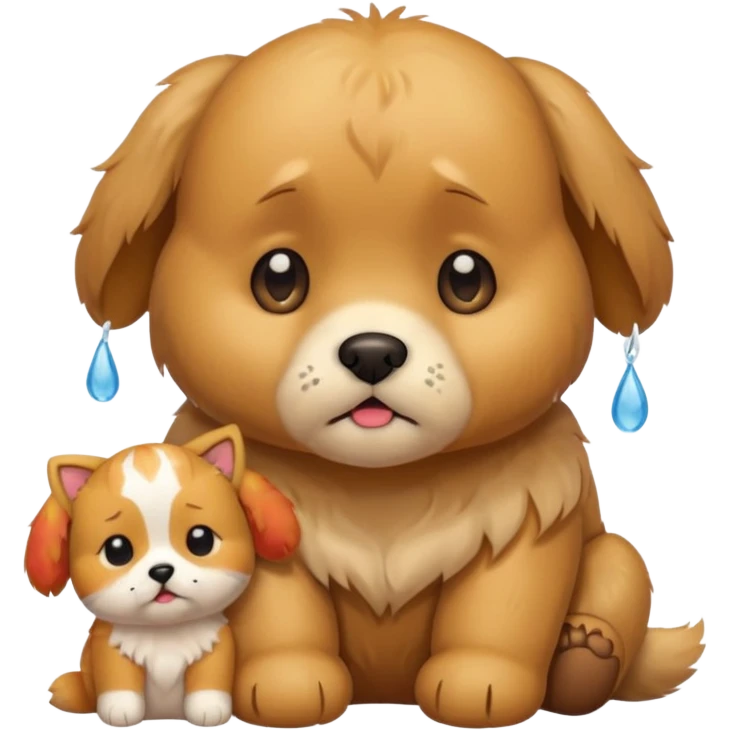 a teddy and a cute dog and cat crying emoji