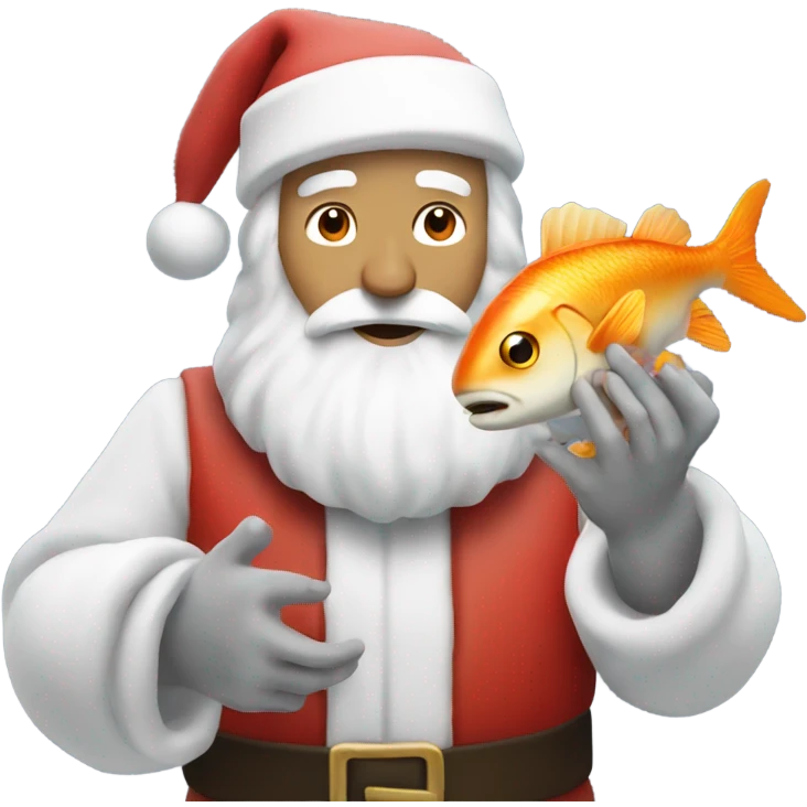White Santa with fish in his hands  emoji