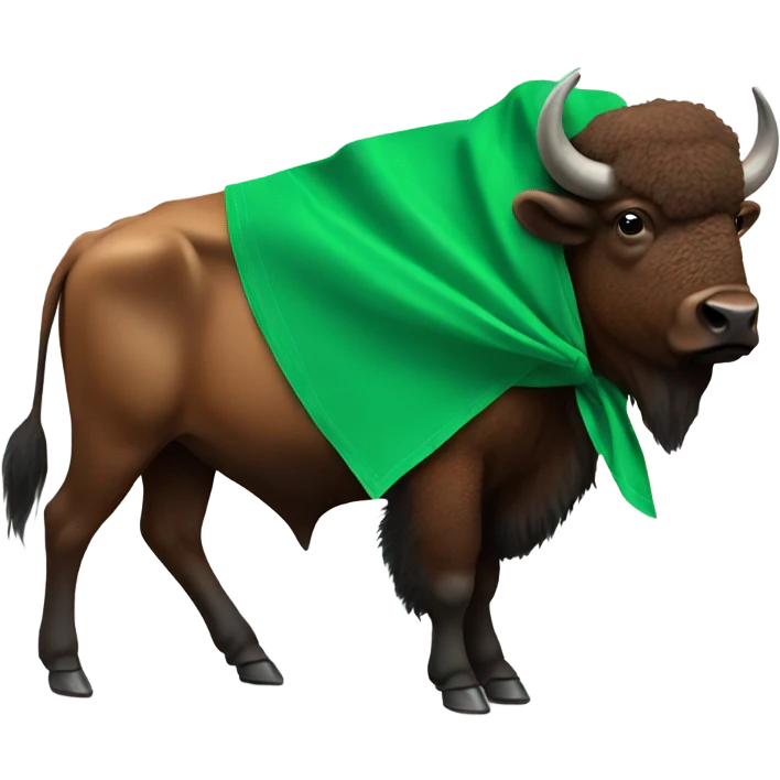 Standing Bison wearing a green bandana emoji