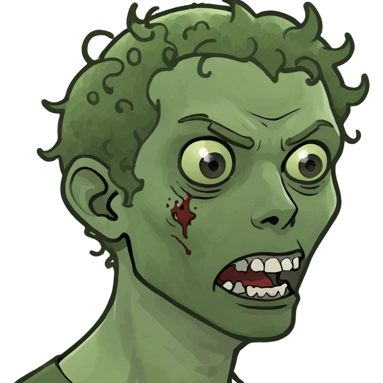 Zombi de cabelo cacheado curto emoji