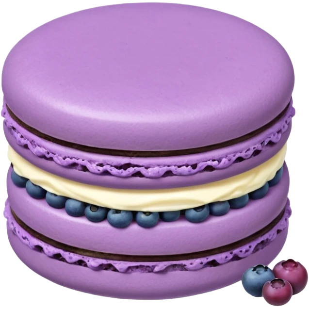 A macaron with purple cream and blueberries emoji