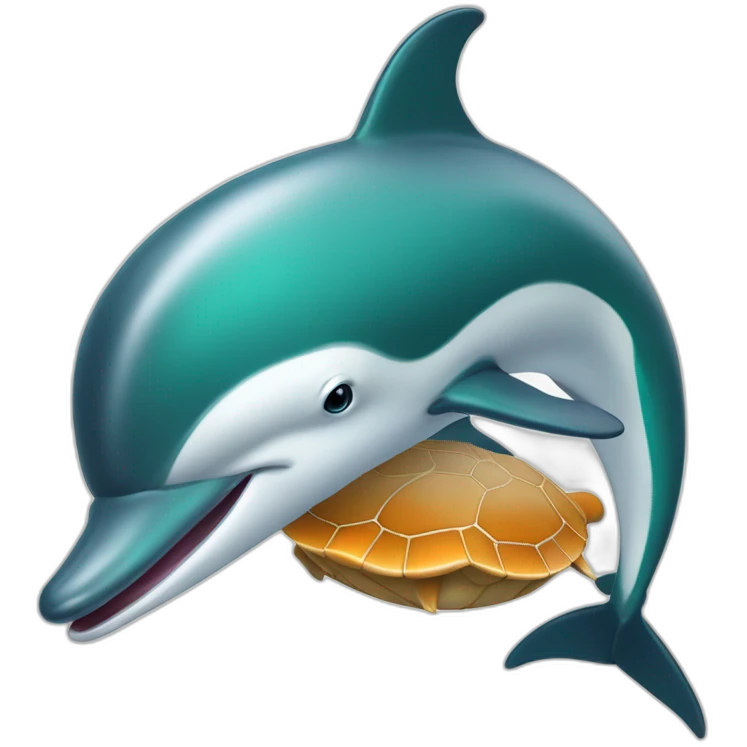 Dauphins avec une tortue emoji