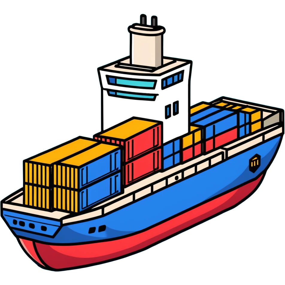 Cargo container ship in ocean emoji
