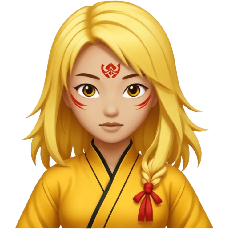 sexy girl with long yellow hair, kung fu emoji