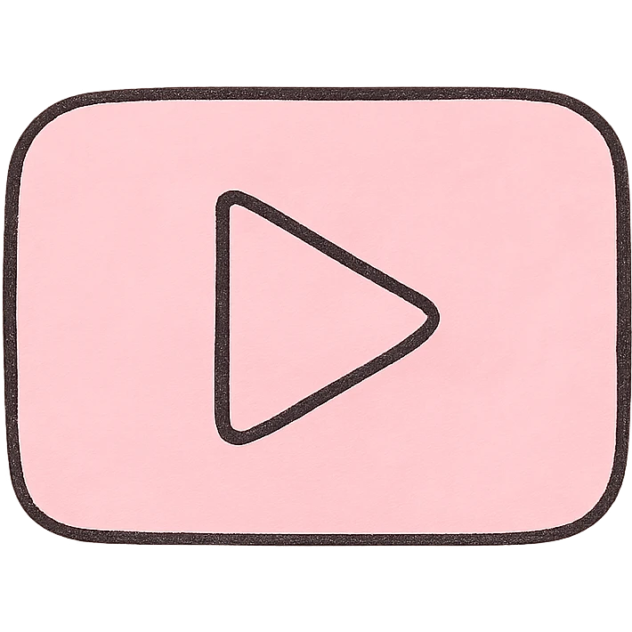 Japanese hand-drawn style, pink theme, soft and cute video icon, transparent background, for mobile home screen emoji