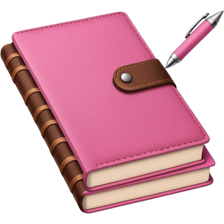 pink and brown modern books diary and pen emoji