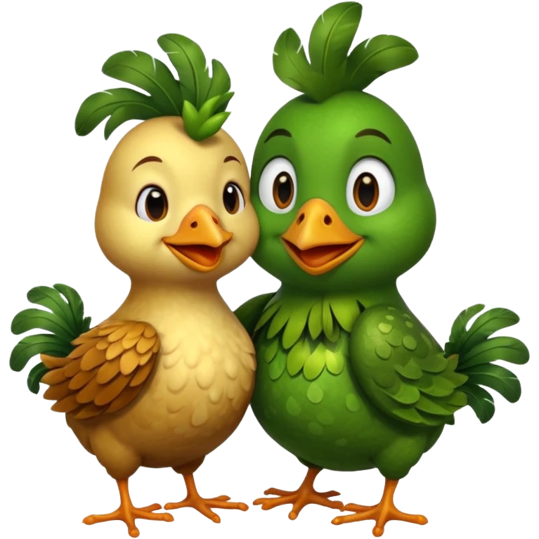 The chicken and the frog hugging emoji