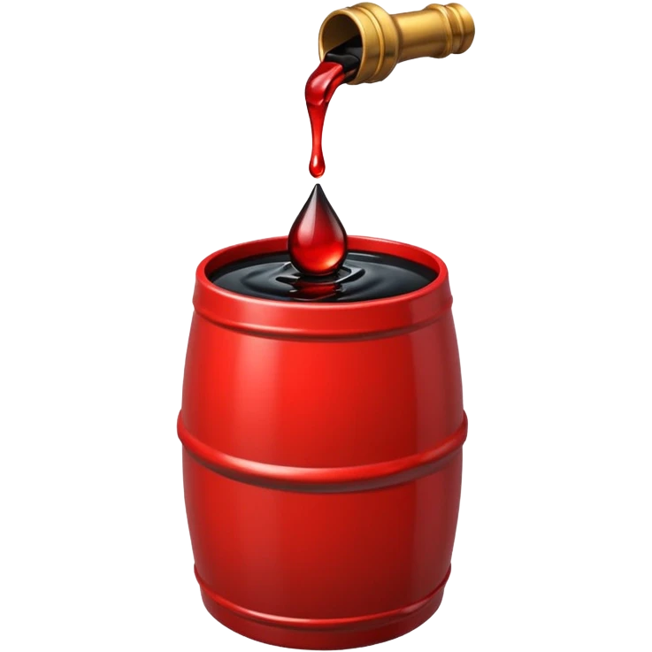 red barrel, it depicts a drop of oil emoji