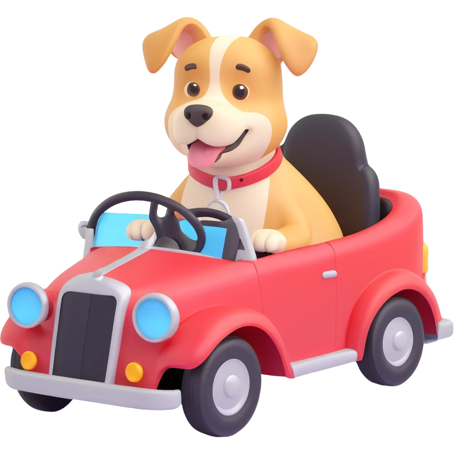 a dog driving a car emoji