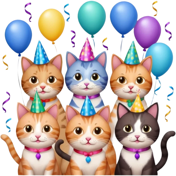 12 cats at a birthday party emoji