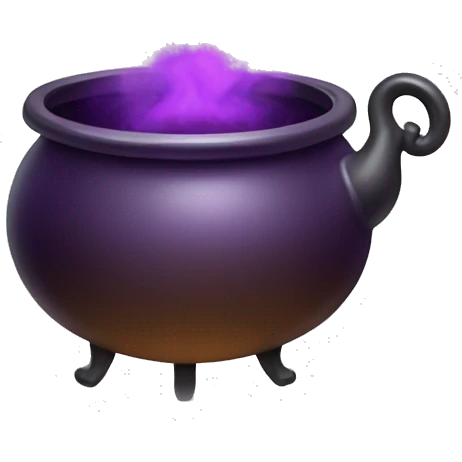 Cauldron with potion and purple steam. emoji