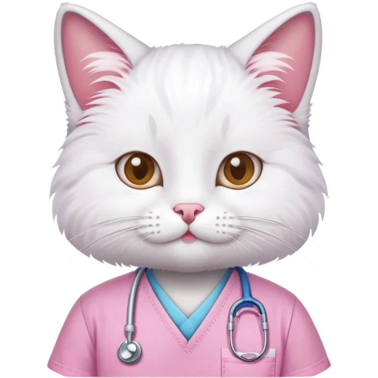 Cat with pink scrubs emoji