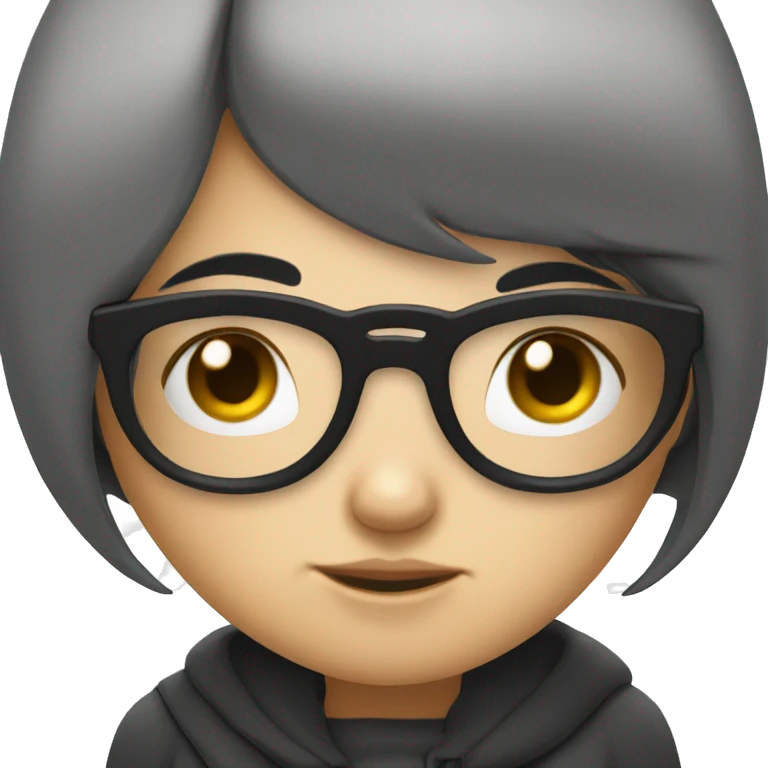 Cute Shy girl with black hair and glasses emoji